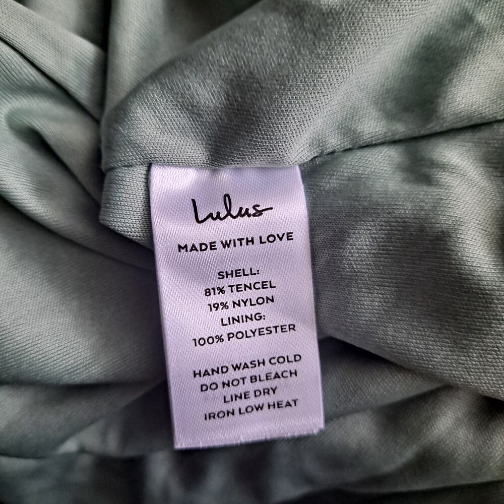 NWT Lulus Heavenly Energy Textured Dress Puff Sleeve Midi Sage Womens Size XL - Picture 10 of 12
